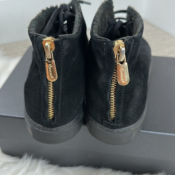Rocco P. Women's Black High-Top Suede Lace up Shoes with Zipper in Back 37/ 6.5 - Picture 3 of 8